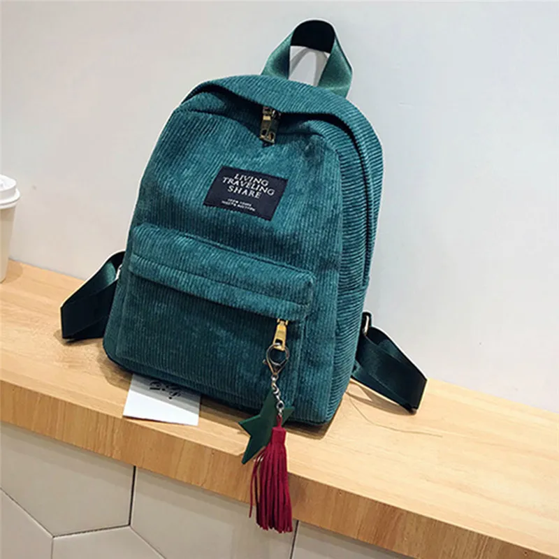 Retro Women Backpack Fashion High School College Students Book Bag Simple Corduroy Female Backpacks Large Capacity Bags Rucksack