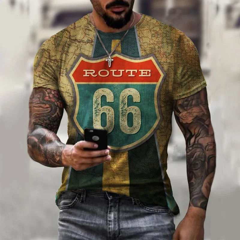 Men's Green Gradient Geometric Pattern T Shirt Short Sleeve Crew Neck Casual Summer Top