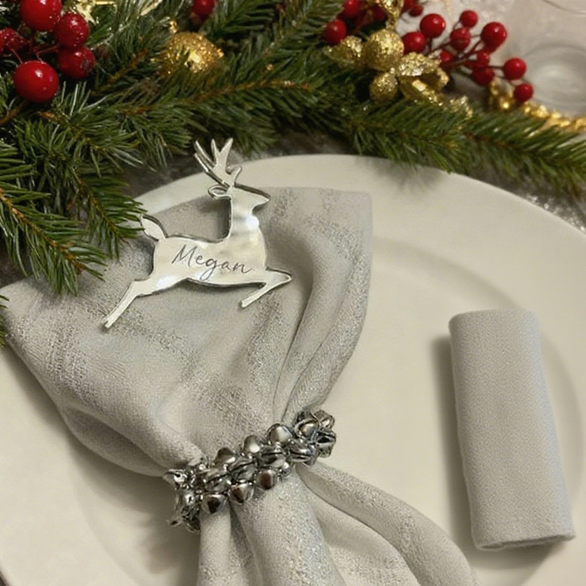5 Stück individuelle Weihnachtsfeier-Tischname, Schilder-Partygeschenke, personalisierte Rentier-Namensfassung, Weihnachtsfeier-Dekoration, festliche Tischkarten