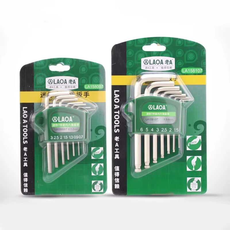 LAOA S2 Alloy Steel Mini Hex Wrench Set Small Miniature Allen Key Spanner 0.7/0.9/1.3/1.5/2/2.5/3mm for Precision Work