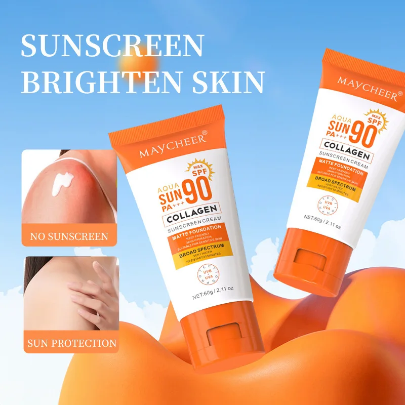 MAYCHEER SPF90+ حليب الوجه فائق الواقي من الشمس، درع UVA/UVB صيفي، لوشن مرطب خفيف الوزن وغير دهني