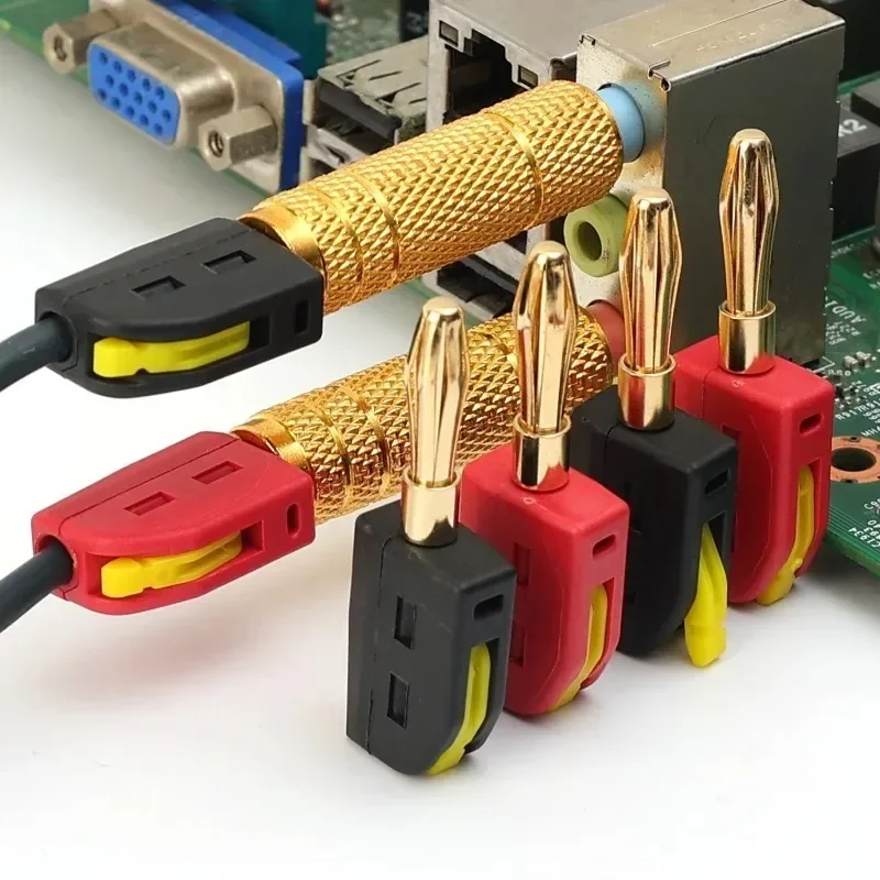 Portable 32A 4mm Banana Plug Solderless Quick Connect High Current Gold-Plated Banana Connectors Audio Copper Speakers Amplifier