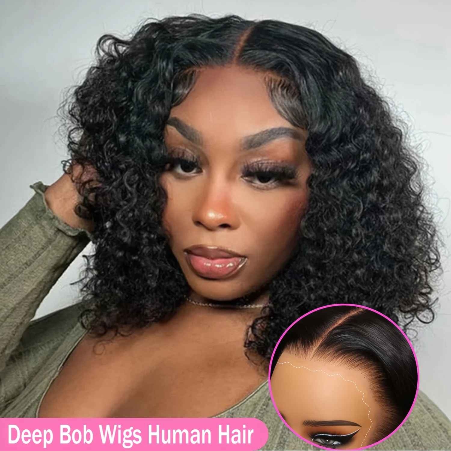 13x4 Burmese Curly Deep Wave Curly Human Hair Wig Glueless Wet and Wavy Lace Fr… - Image 5