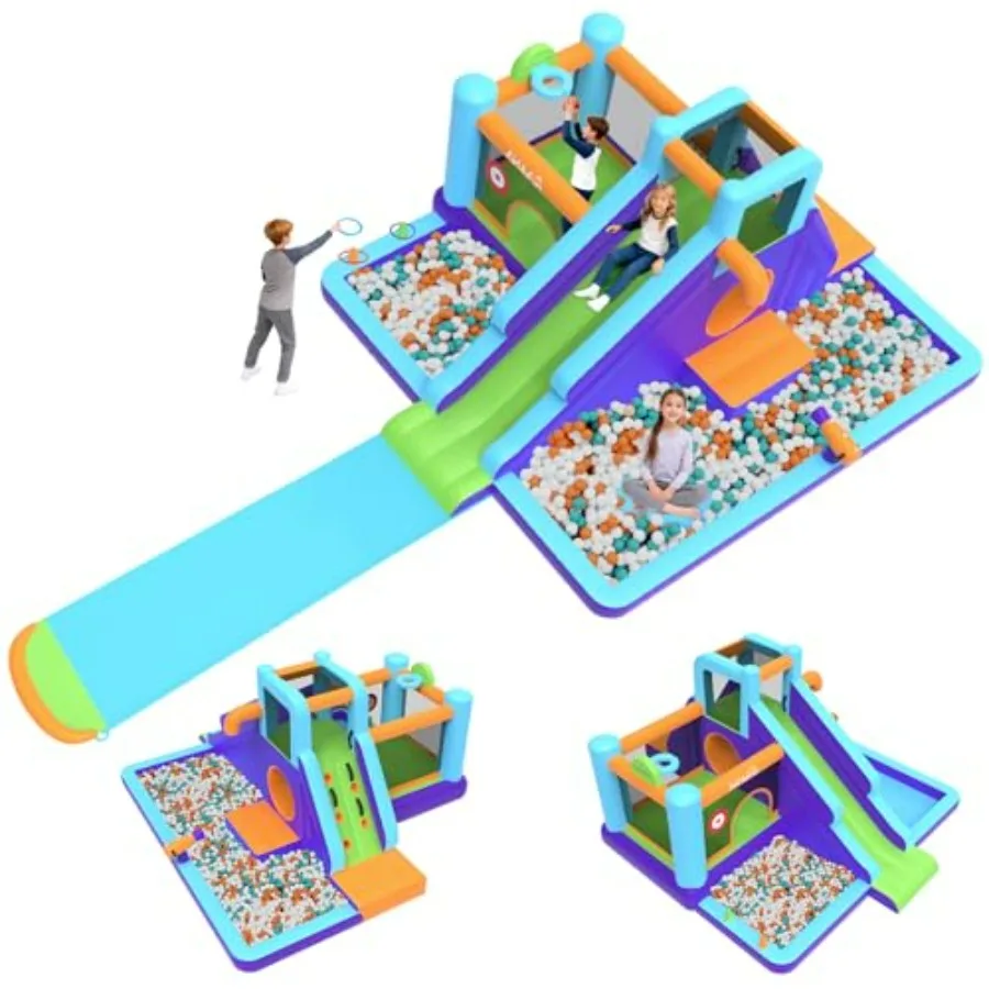 

Inflatable Bounce House Water Bounce House for Big Extended Slide Bounce House 10 in 1 Water Park Dry and Wet Double Use Jumpin