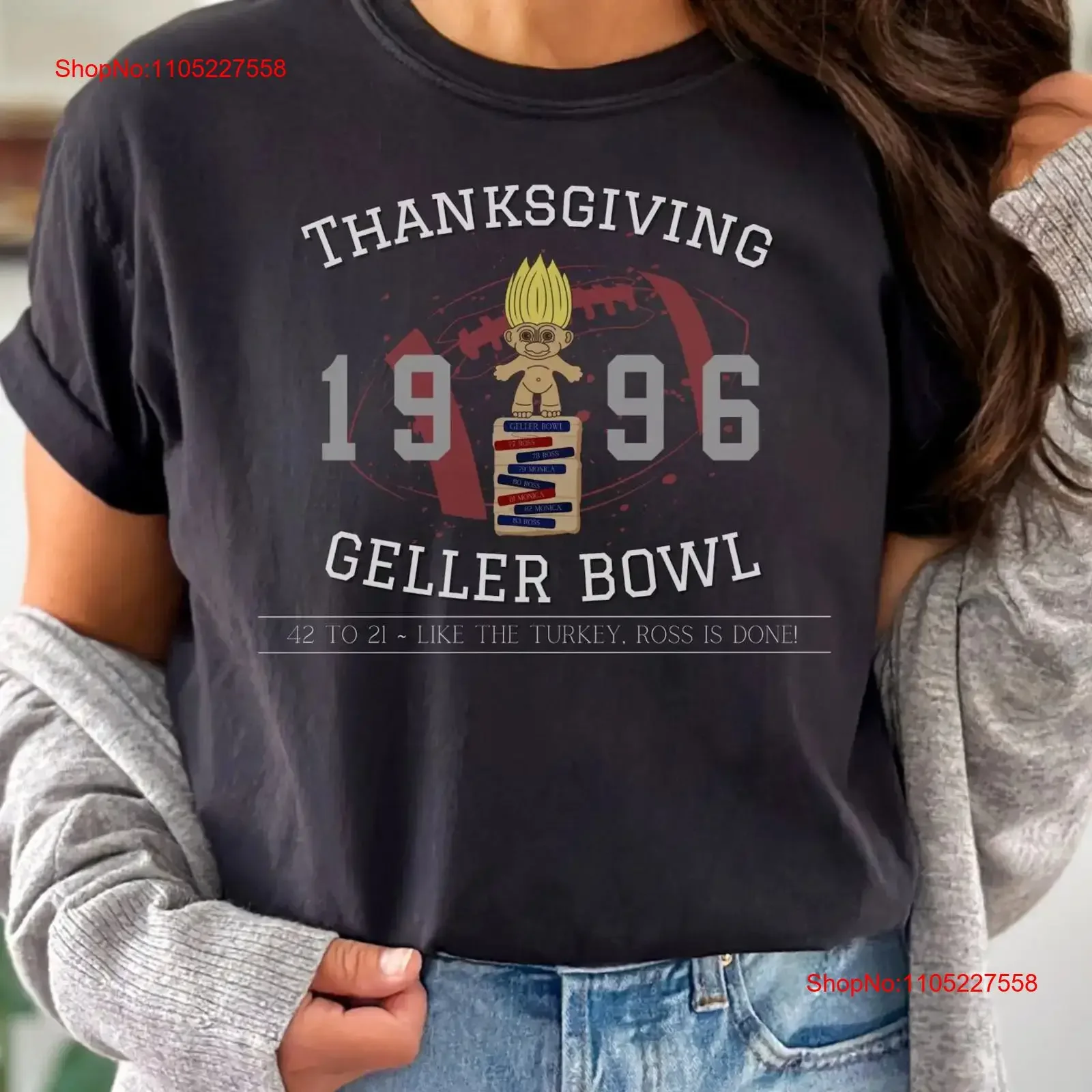 Geller Bowl T Shirt 2 day express shipping FRIENDS Thanksgiving oversized sweaT tv show vintage Washed Soft fashion streetwear