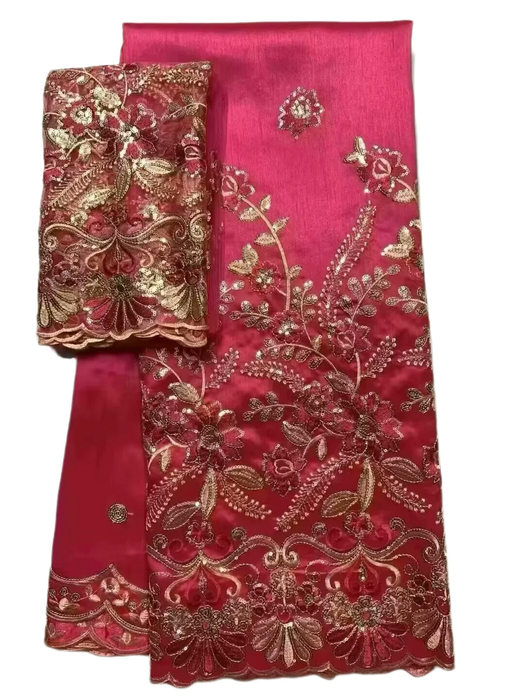 Nieuwe Pailletten George Kant 2025 Hoge Kwaliteit Indiase George Kant Stof Met Franse Netto Kant Stof Blouse Voor Trouwjurk 5 + 2 Yard