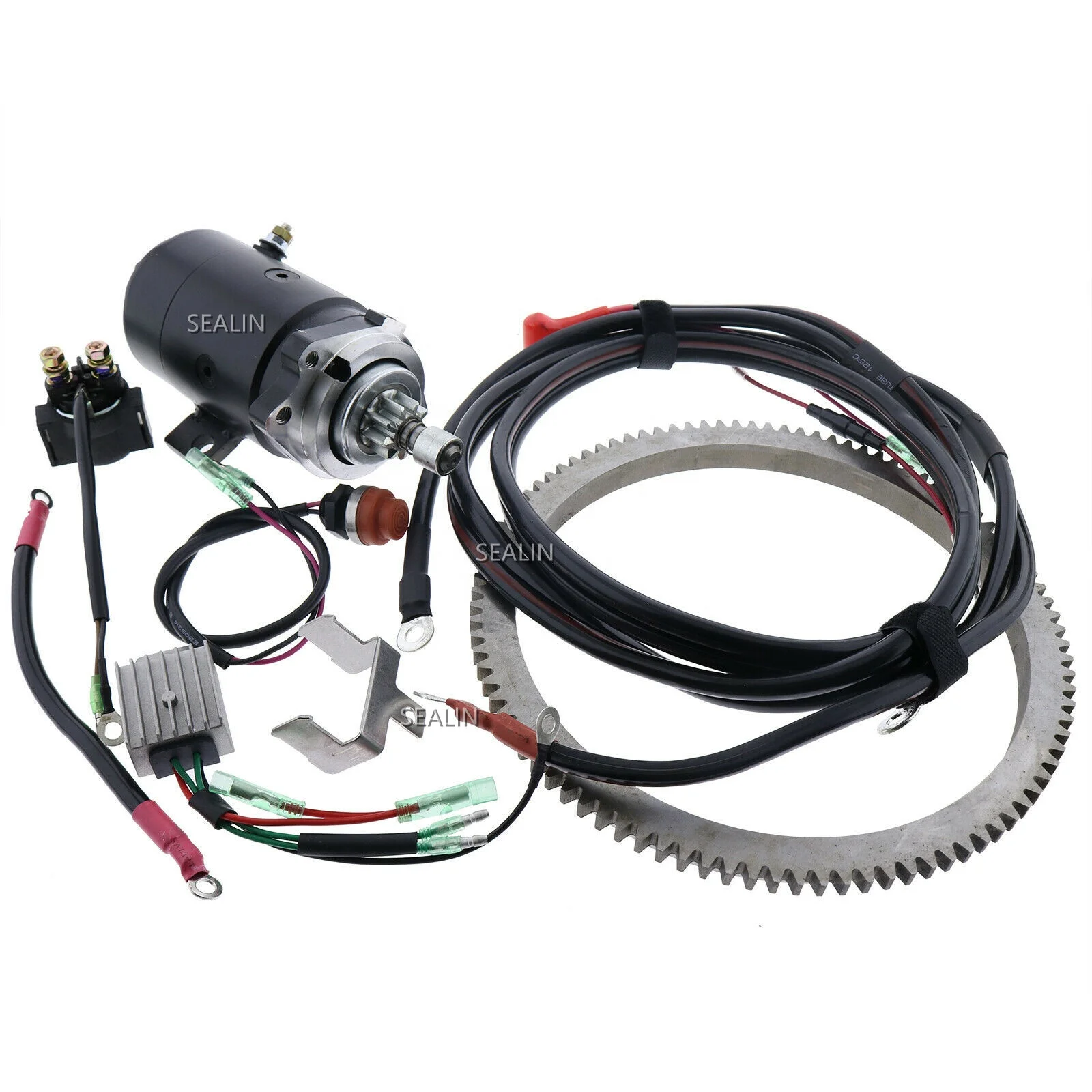 Electric Start Motor Kit Flywheel for Yamaha Outboard E48CMH 48HP Enduro 2 Stroke PARSUN HIDEA PIONEER JIANHANG T48 M48& MORE