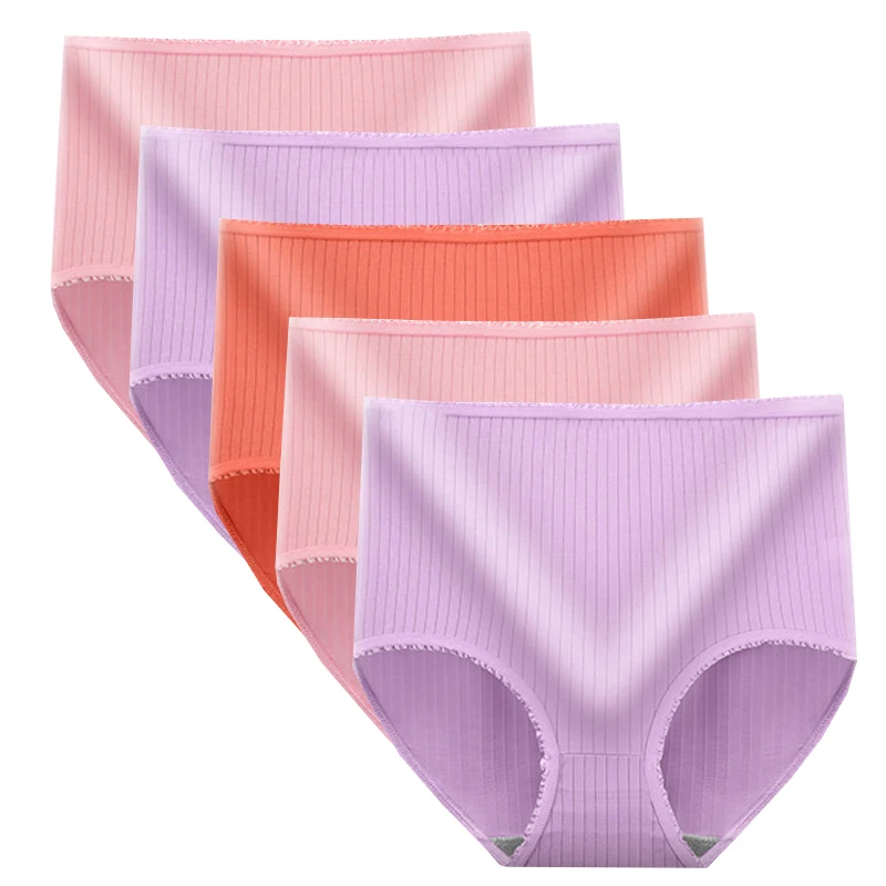 

5pcs Women Hip Lift Panties Lady Large Size High Waist Underwear Fashion Girls Briefs Breathable Panty Plus Size Female Lingerie