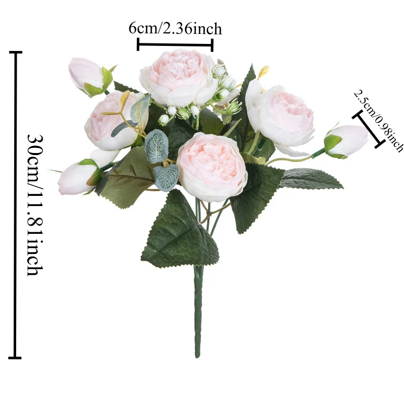Fleurs artificielles fausses pivoines blanches en soie, utilisées pour la maison, décoration de Vase, couronne de noël, Bouquet de mariage, accessoires de fête