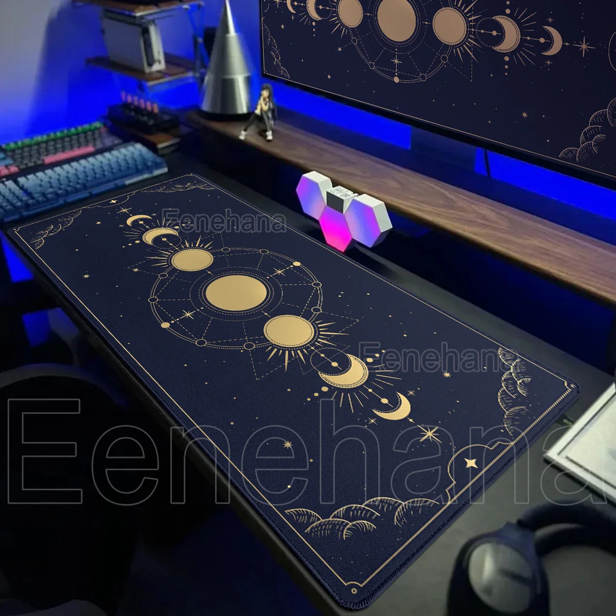 Magic Moon Star Extra Grote Leuke Taro Card Gaming Muismat Setup Gaming Decoratie XXL Bureaumat Antislip Laptop Bureau Accessoires