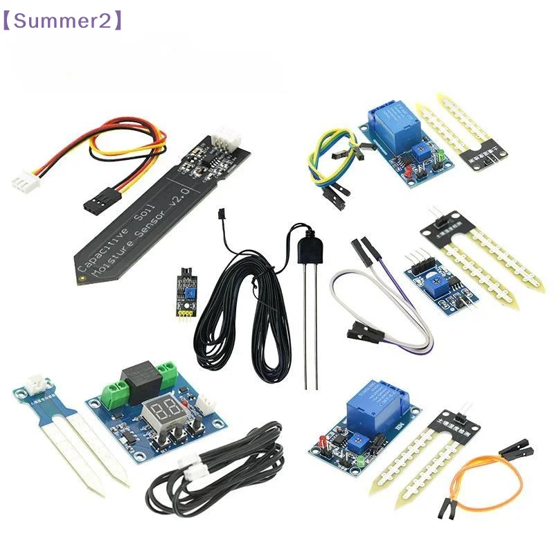 【Xia2】1 Set Capacitive Soil Moisture Sensor Kit With Relay Module For DIY Gardening Moisture Detection{S}