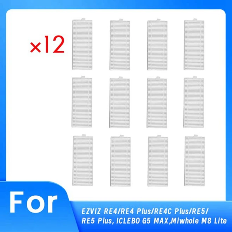 12 peças filtro para ezviz re4/re4 plus/re4c plus/re5/re5 plus, iclebo g5 max, miwhole m8 lite aspirador de pó filtros hepa