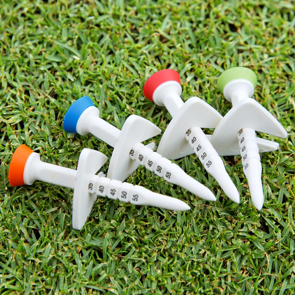 4Pcs Rubber Golf Tee Adjustable Height 3 Inch Step Down Golf Ball Holder Tees with Aim Line Plastic Golf Gift Korean