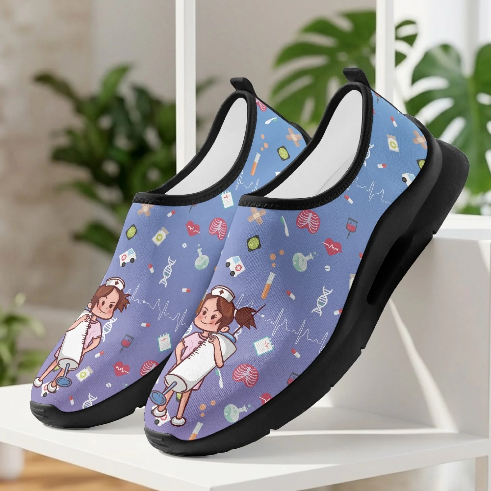 PENSTROLL Mesh & EVA Comfortable Walking Shoes Slip on Walking Sneakers for Men Summer Medical Nurse Print