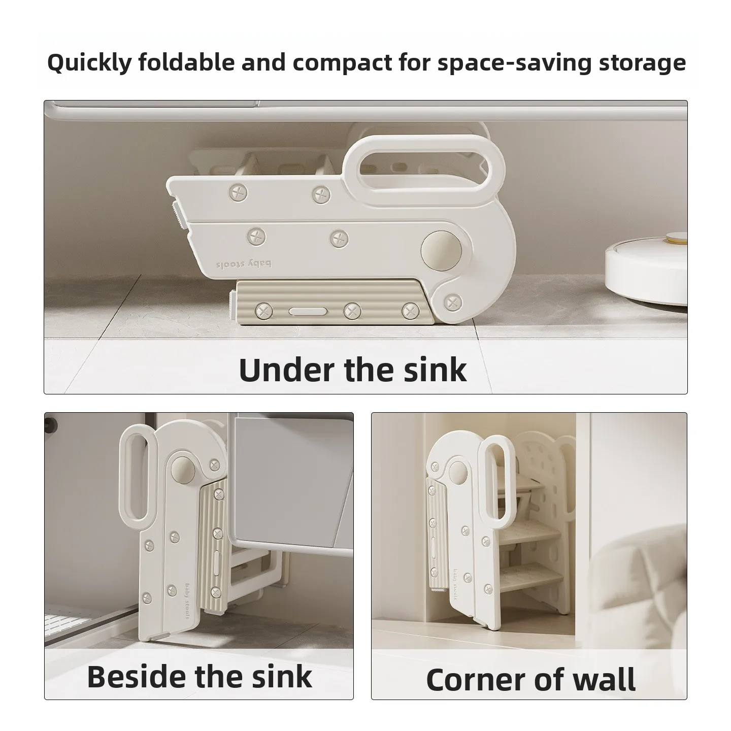Step Stool for Toddlers Foldable Toddler Step Stool for Bathroom Sink 150lbs Load Bearing for Toilet Sink with Non-Slip/Anti-Tip