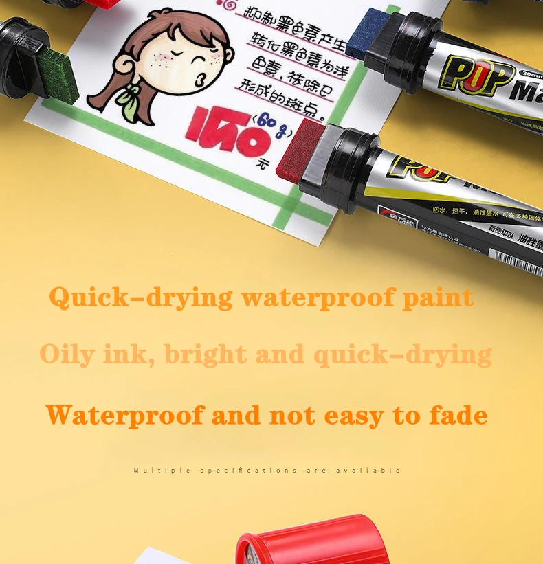 POP Wasserdichte Farbe Permanent Skizze Graffiti Nachfüllbare Marker Stift Zeichnung Poster Manga Büro Schule Kunst Schreibwaren – Detail 8