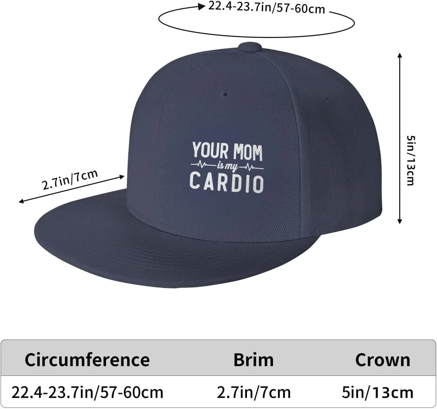 Your Mom is My Cardio Hats for Men Black Hat Flat Bill Mens Dad Hats Fashion Baseball Cap