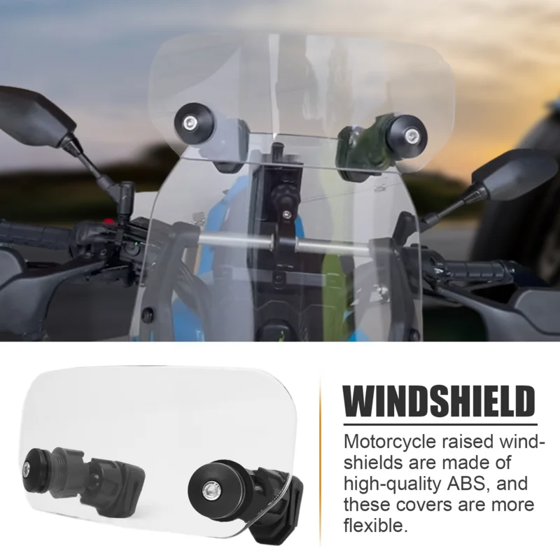 Motorcycle Adjustable Windscreen Heightened Clear Windscreen Spoiler Flexible Motorcycle Wind Deflector Supplies For Cycling