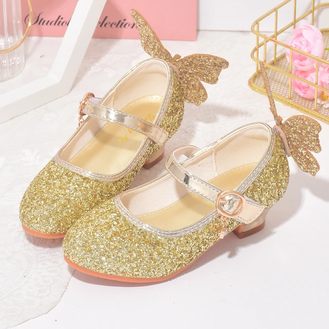 Belle Princess Dress Shoes for Girls Golden Heeled Sandals for Girls Kids Gold Ceremony Girl Shoe for Wedding Sandal with Heels AliExpress