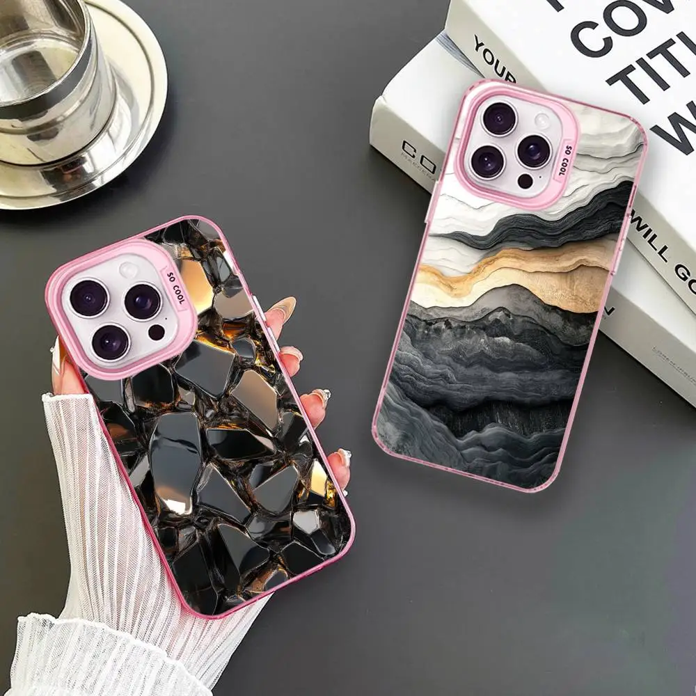 

Unique Quartz Structure Phone Case For iPhone 16,15,14,13,12,11,Mini,Pro,MAX Pink Matte Shockproof Cover
