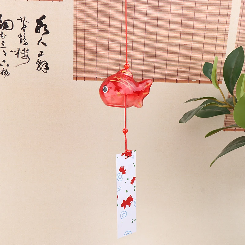 Windspiel aus Glas mit Japanischem Goldfisch-Anhänger, Garten- und Heimdekoration, Elegantes Kunsthandwerk, Schönes Ornament