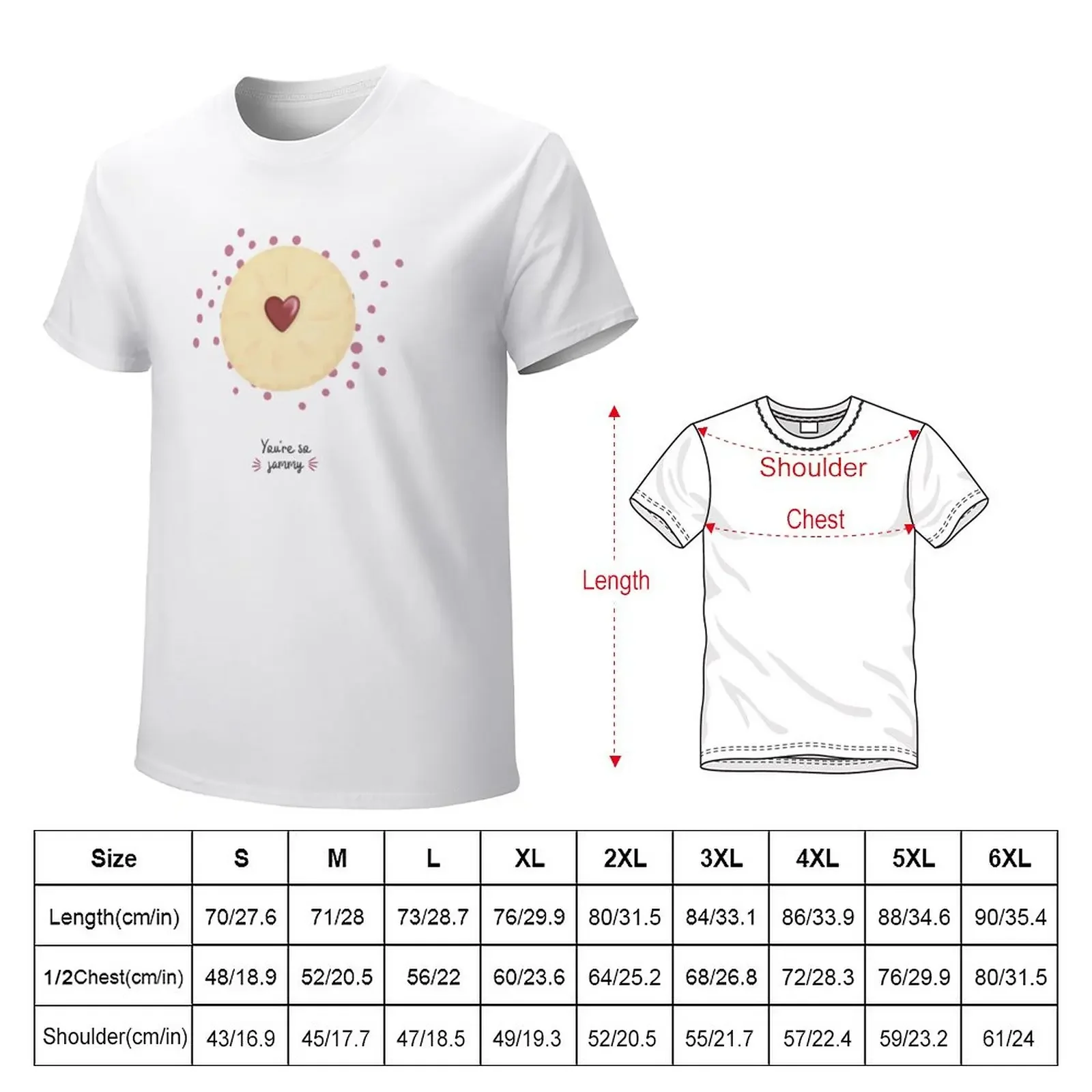 Jammy Heart Biscuit print T-Shirt summer top cute tops vintage mens t shirts pack