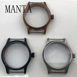 MANTA 42mm Stainless Steel Silver Black Brown Case Sapphire Glass Fit ETA6497/6498 Seagull ST3600 Movement Watch Parts