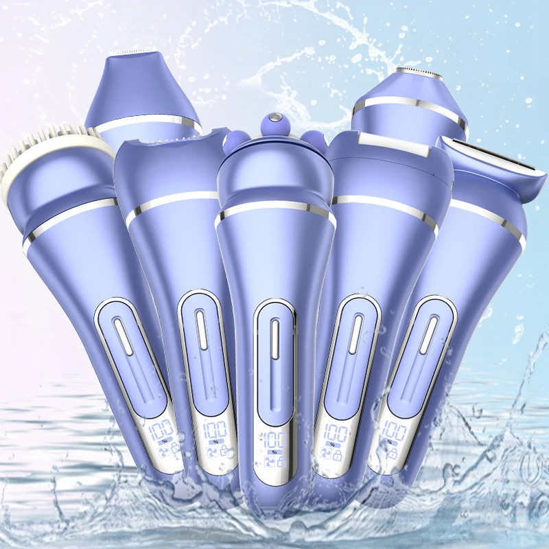 جهاز إزالة الشعر الكهربائي متعدد الوظائف للنساء، ماكينة حلاقة بيكيني للساقين تحت الإبط مع قاعدة قابلة للغسل لكامل الجسم