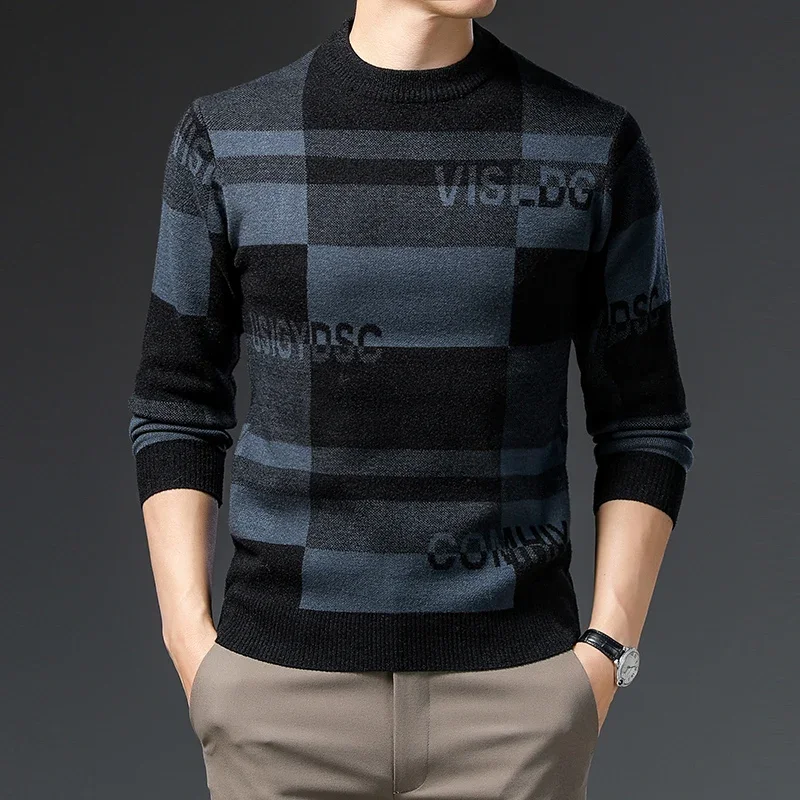 Мужской индивидуальный, модный, сочетающийся цвет, модный, красивый, теплый, удобный, новый утепленный бархатный свитер на осень и зиму