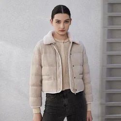 CA-26 Luxury women's clothing winter short thickened 90% white duck down coats wool jacket