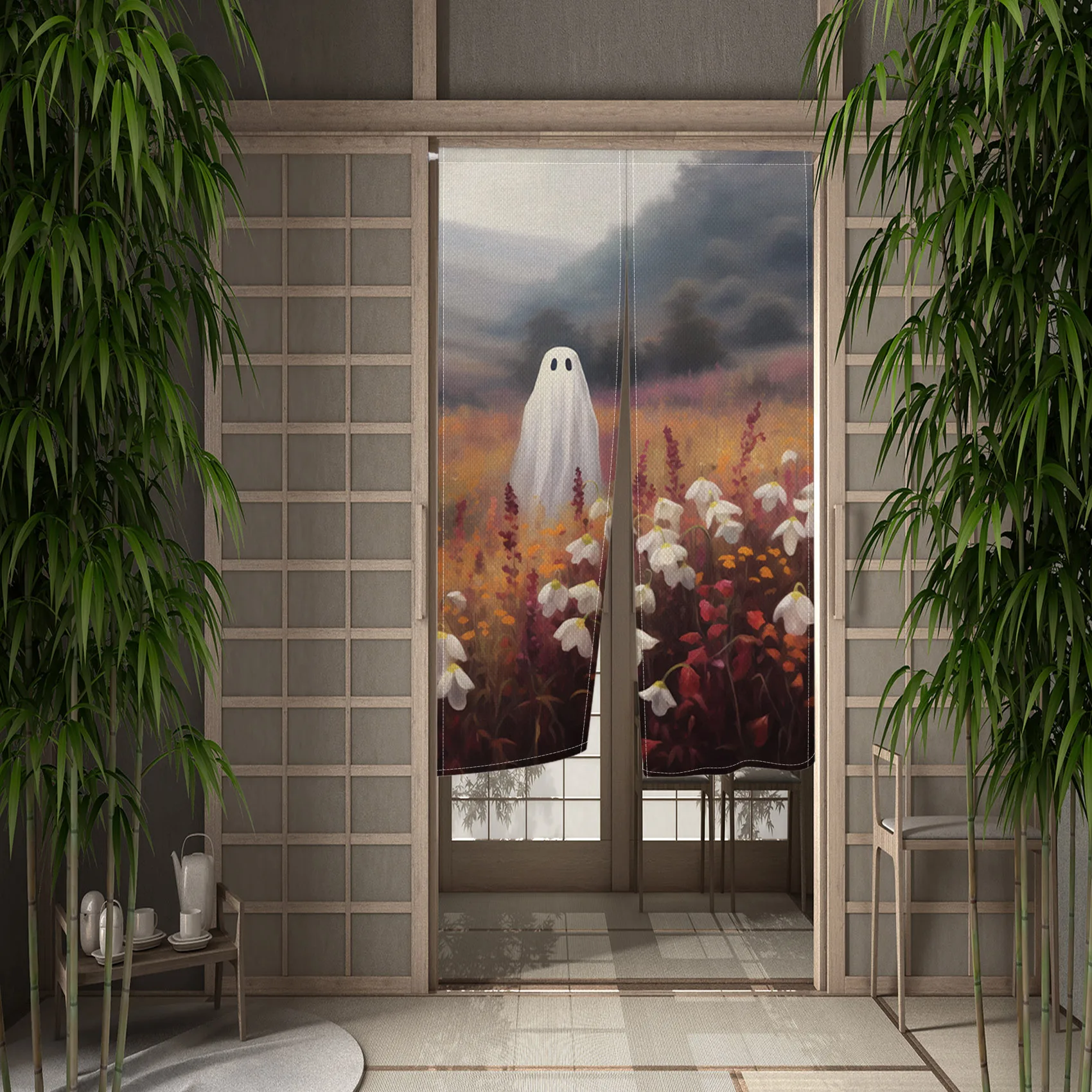 مخيف ستارة الباب نورين الرعب تحت عنوان هالوين ستارة الباب الهروب غرفة التقسيم لعبة المشهد ثلاثية الأبعاد الجمجمة المدخل نصف الستار