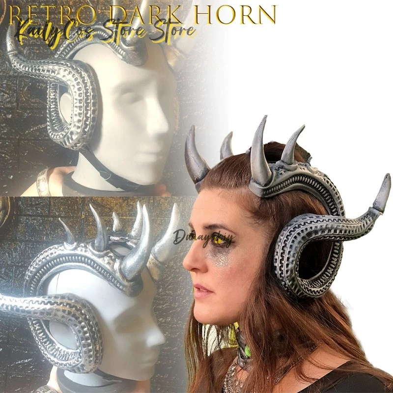

Retro Dark Style Snake Horn Headpiece Cosplay Accessory Steampunk Gothic Con Prop Serpent Hairband Dark Series PU Cosplay Hairba