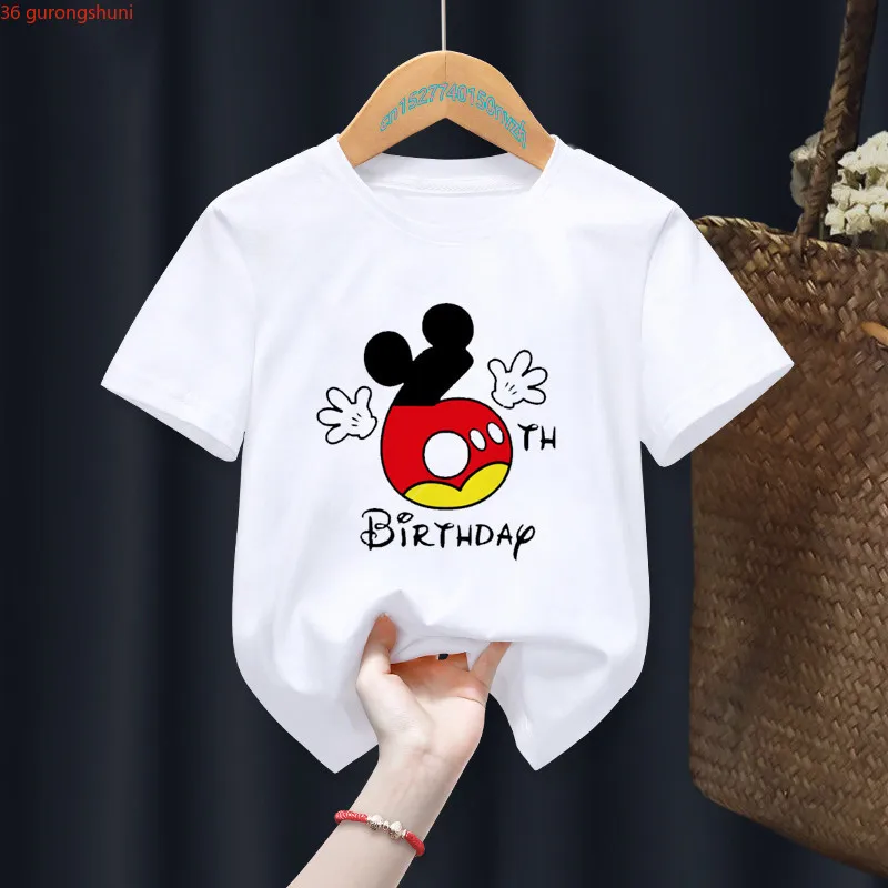 Kindermuis Mijn 1-6e Verjaardagscadeau Nummer Grafische Print T-Shirt Verjaardagscadeau Kleding Baby Tops T-Shirt, Drop Ship