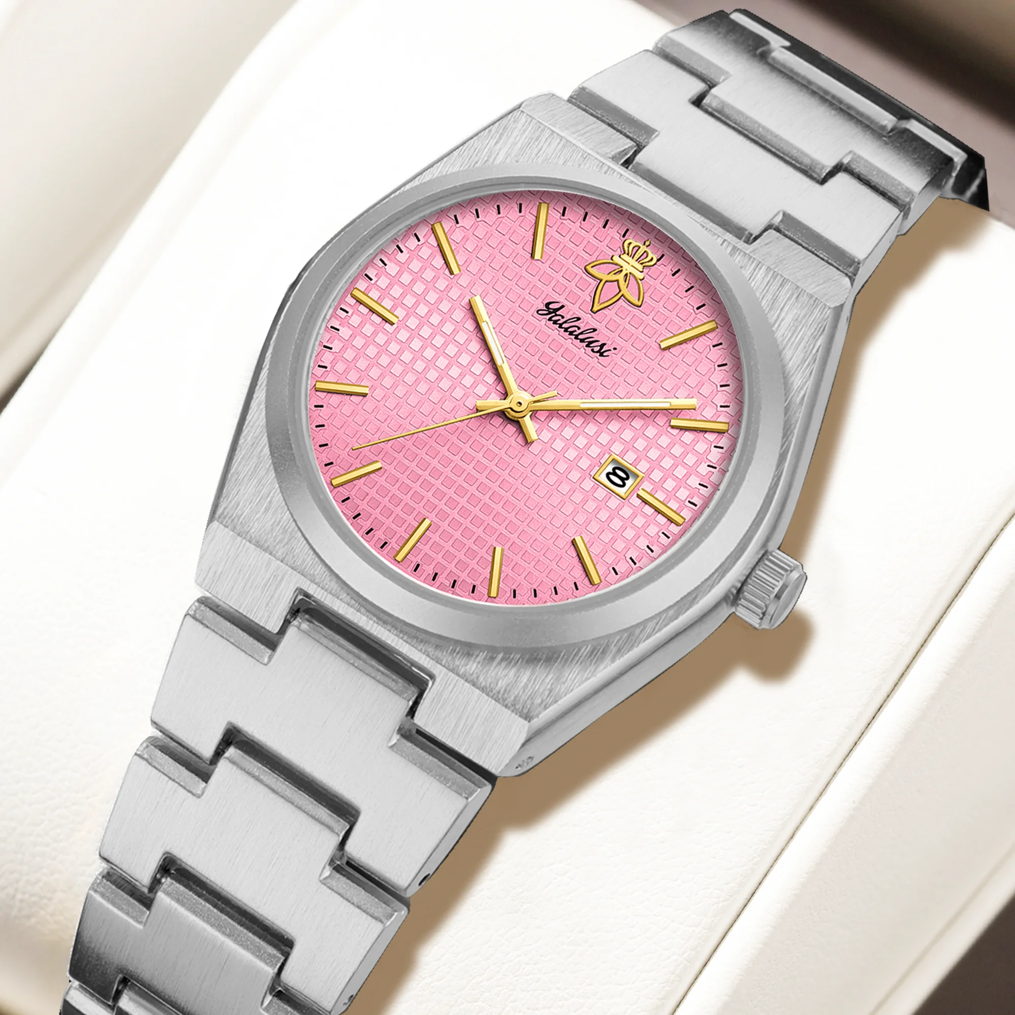 

Бренд YaLaLuSi 1, универсальные повседневные кварцевые наручные часы с отличительным сетчатым циферблатом, регулятор ремешка, элегантная подарочная коробка и ткань