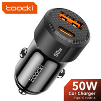 Toocki 50W PD 3.0 Car Charger Quick Charge 4.0 USB Type C Car Fast Charger For iPhone16 15 14 Pro Max Huawei Samsung Xiaomi POCO