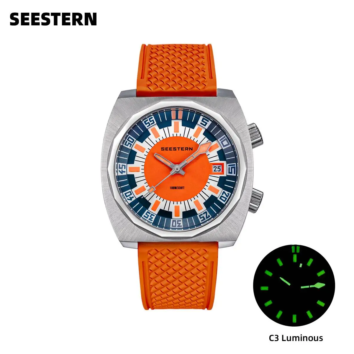 

Mans Watch Automatic Miyota 8215 Movement 100m Waterproof Mechanical Wristwatches Sapphire Crystal Inner Bezel Rubber Strap S471