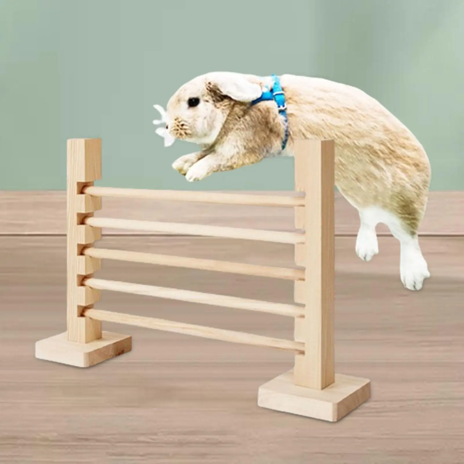 Rabbit Jump Bar Sturdy Equipment Wood Toy Adjustable Height Rabbit Exercise Obstacle for Pet Rabbit Bunny Jump Training Exercise