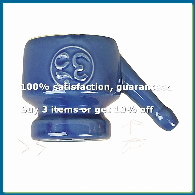 350Ml Ceramic Neti Pot Nose Cleaning Pot Leakproof Spout Pot for Nasal Rinsing Nose Washing Men Women,Blue-A10G