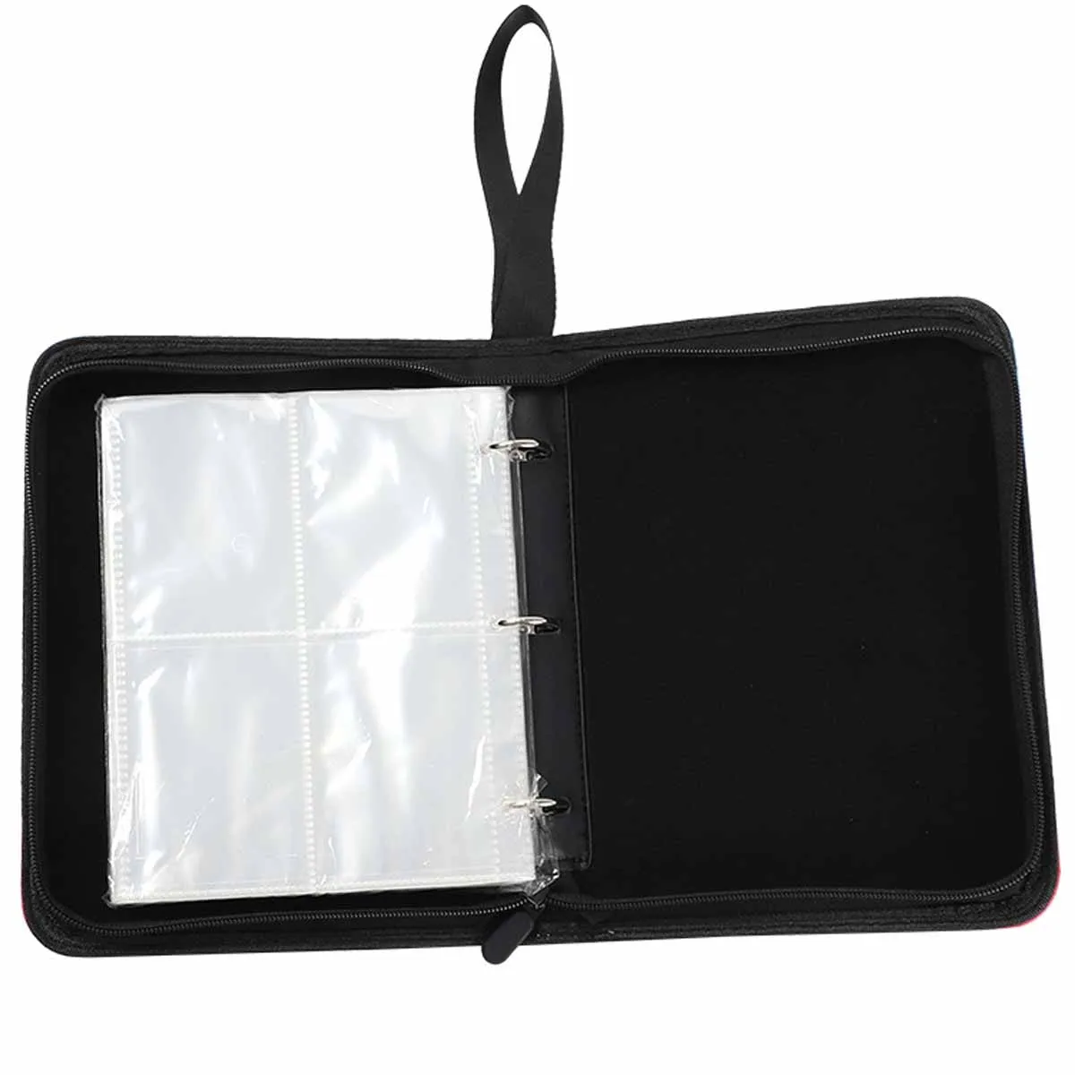 Porta-álbum de coleção de cartões de folhas soltas Bilibili, design de cartão de anime juvenil, cartão de jogo com zíper e corda portátil