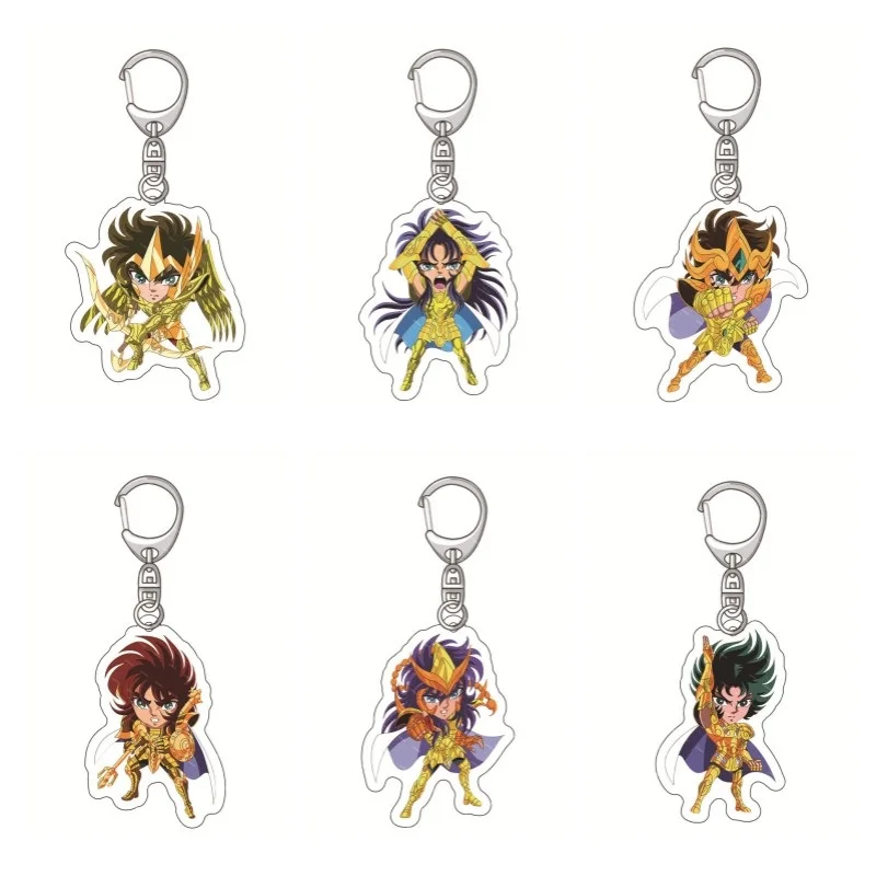 6CM Anime Saint Seiya Figures Saori Kido Hyoga Phoenix Ikki Cosplay Acrylic Keychains Cute Cartoon Bag Accessories Fans Gifts