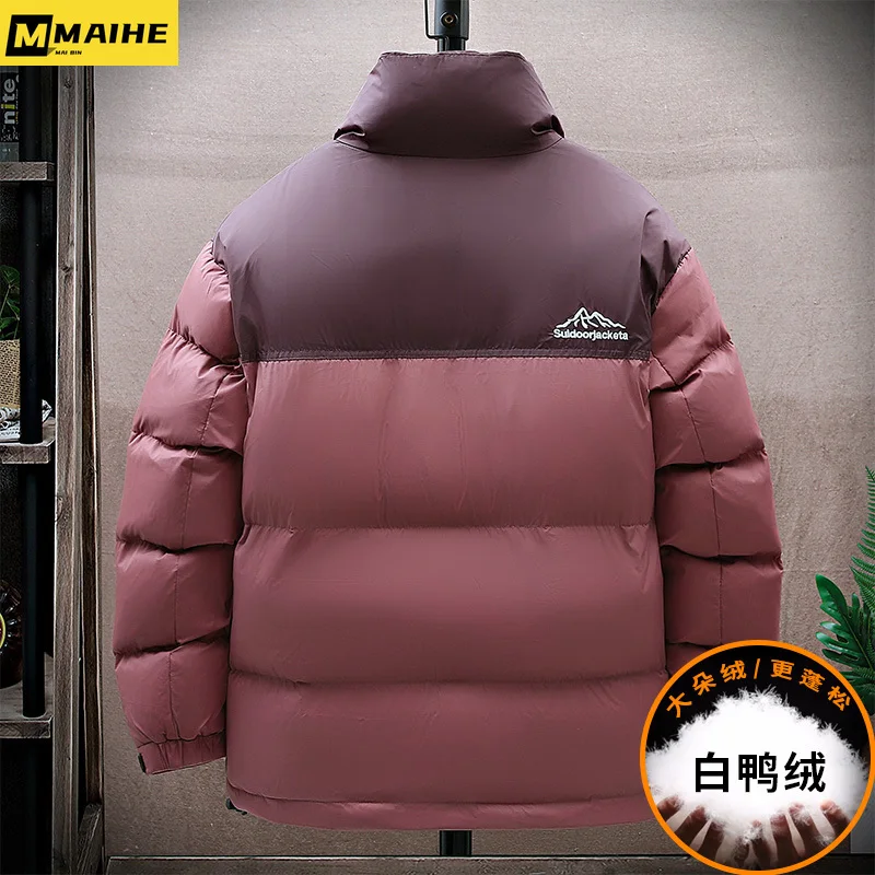 2023 Winter Herren kurze Daunen jacke koreanische Mode Nähte Stehkragen wind dichte warm weiße Enten Daunen mantel Unisex Daunen jacke