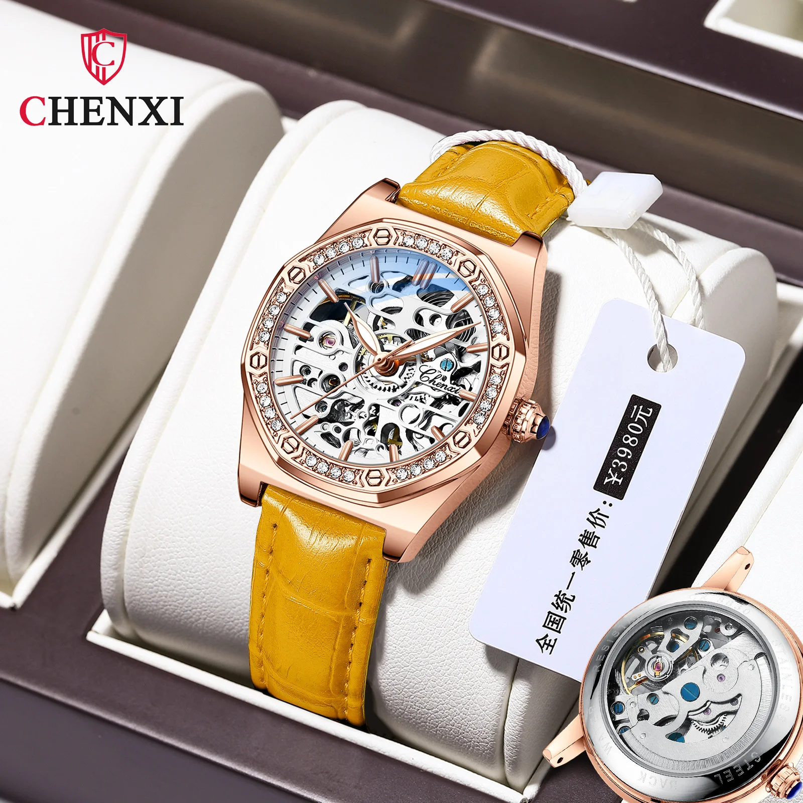 

CHENXI 8848L Tiktok The Same Ladies Fashion Hollowed Automaton Waterproof Night Automatic Man Mechanical Watch Mainland China