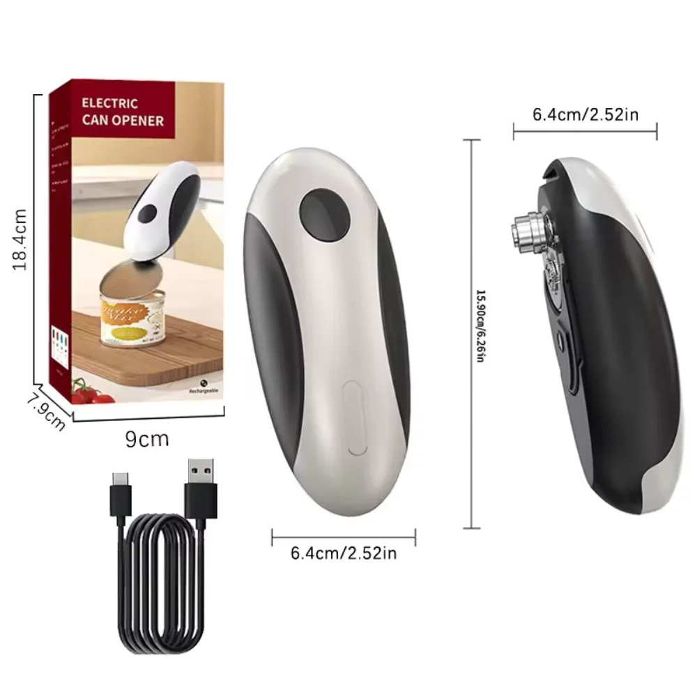 Electric Can Opener Automatic Jar Opener Portable Rechargeable Kitchen Can Opener Hands-Free Easy Pull One Touch Tin Can Opener