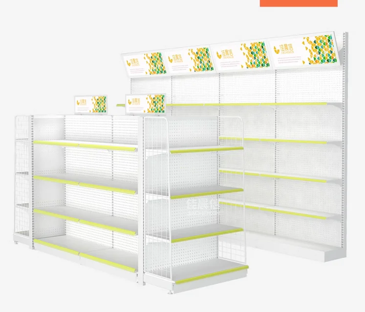 Supermarket shelves, mother and baby store shelves, single sided and double sided island shelves, display shelves, pharmacy she