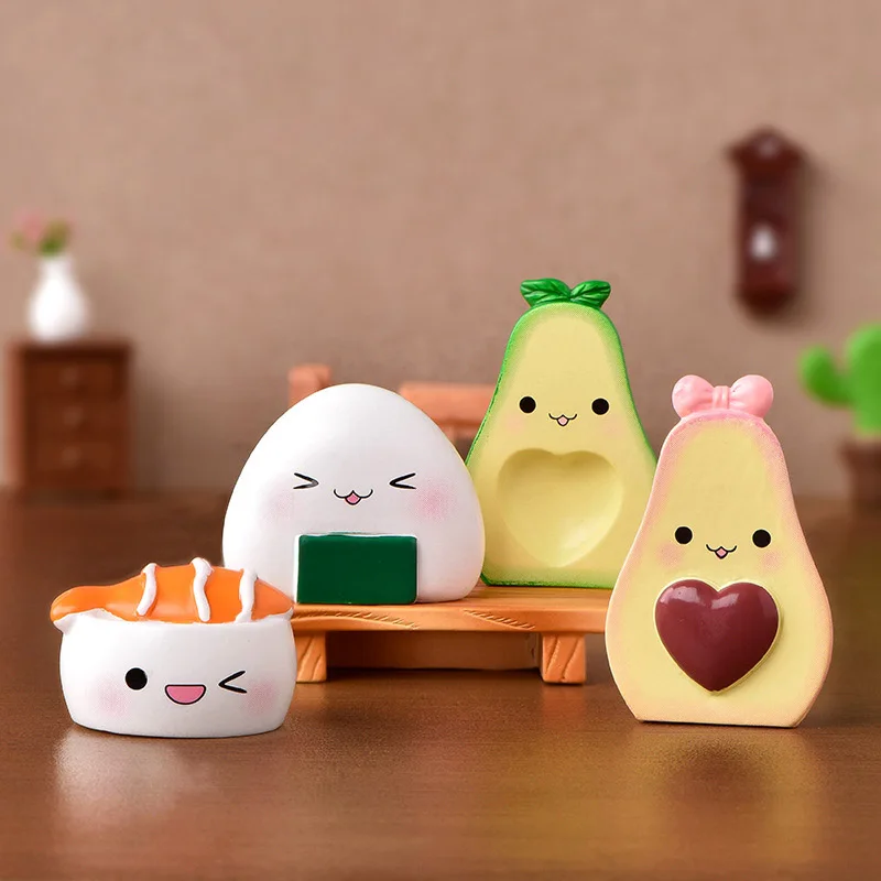 

Cartoon Cloud Peach Egg Avocado Japanese Sushi Miniature Figurine Micro Home Fairy Garden Terrarium Decoration Accessories Toys