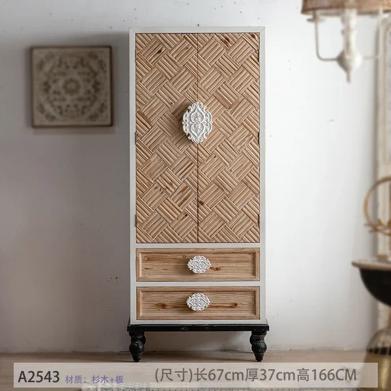 

N American Country Entrance Cabinet Living Room Decoration Retro Storage High Cabinet Bedroom Storage Solid Wood Cabinets