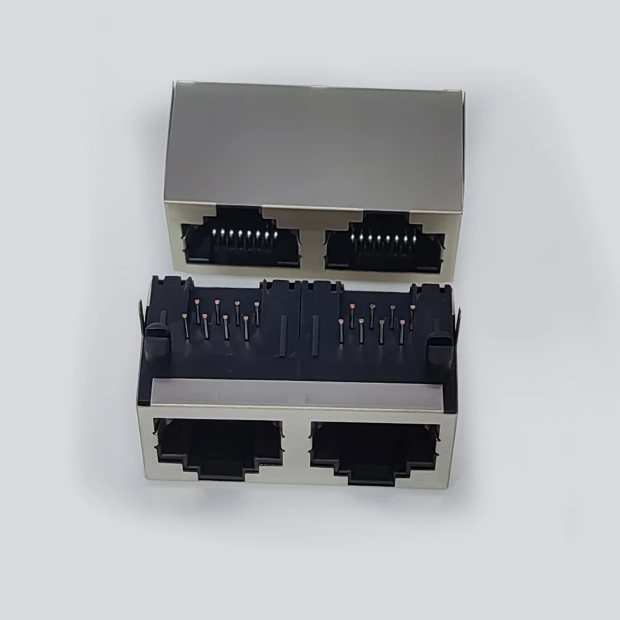

20PCS/Lot 1*2 2-Ports Shielding RJ45 8P8C Female Jack Connector 56-Type without LED PCB Mount Network Internet Modular