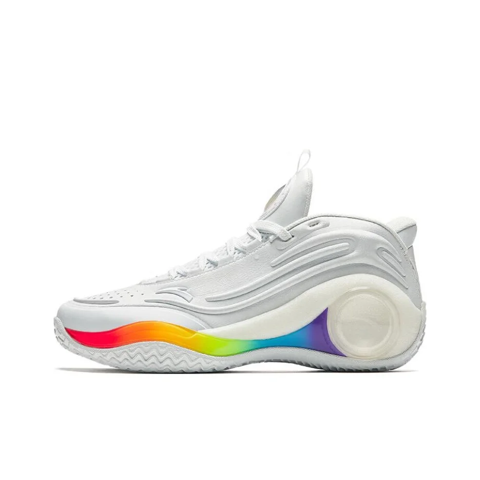 Anta Cement Bubbles 4.0 Iridescent White Slip Resistant Abrasion Resistant Mid top Basketball Shoes Men's White 912411604-5
