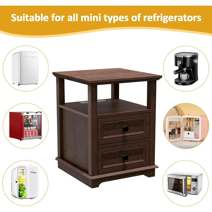 حامل ثلاجة مقاس 18 بوصة × 18 بوصة مع حامل ثلاجة للتخزين يتميز بمنظم درج محطة شحن سريع وثلاجة المشروبات #5