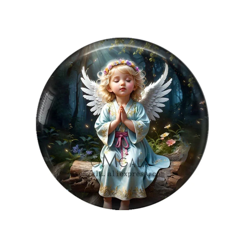 Vintage Lovely Angel Baby Art Paintings 12mm/18mm/20mm/25mm Round photo glass cabochon demo flat back Making findings